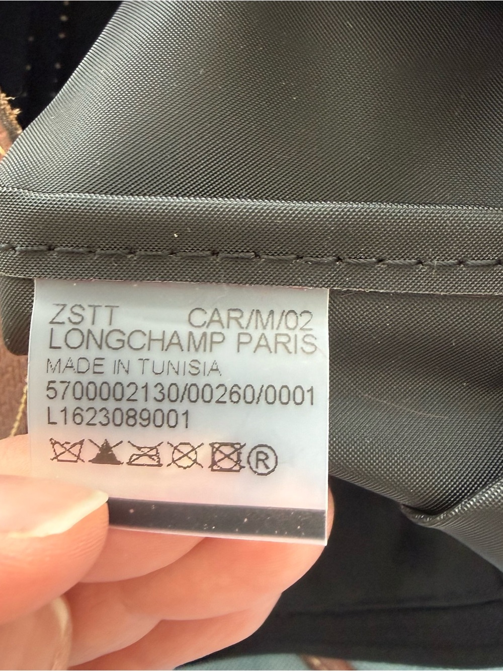 Longchamp Le Pliage Original Medium Tote Black Nylon Brown Leat - Picture 8 of 9